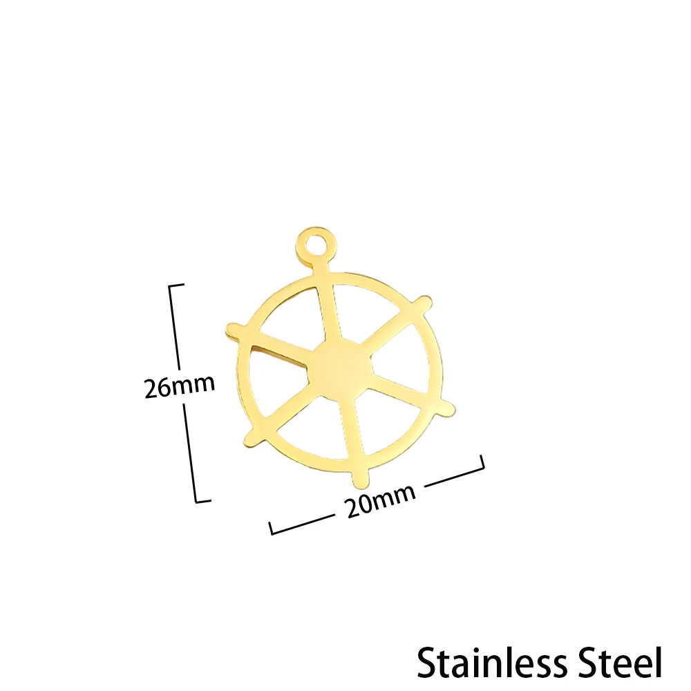 

5pcs/lot Charms Ships Wheel Helm Rudder 20x26mm Stainless Steel Silver Color Pendants Antique Jewelry Making DIY Handmade Craft