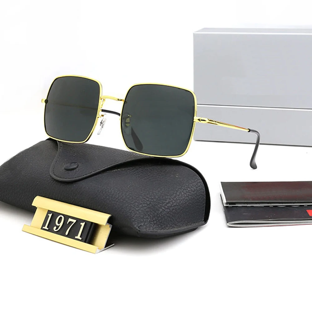 

Vintage Alloy Sunglasses for Men and Women Luxury Large Square Eyeglasses Designer Label Retro Gradient UV400 Driving Glasses