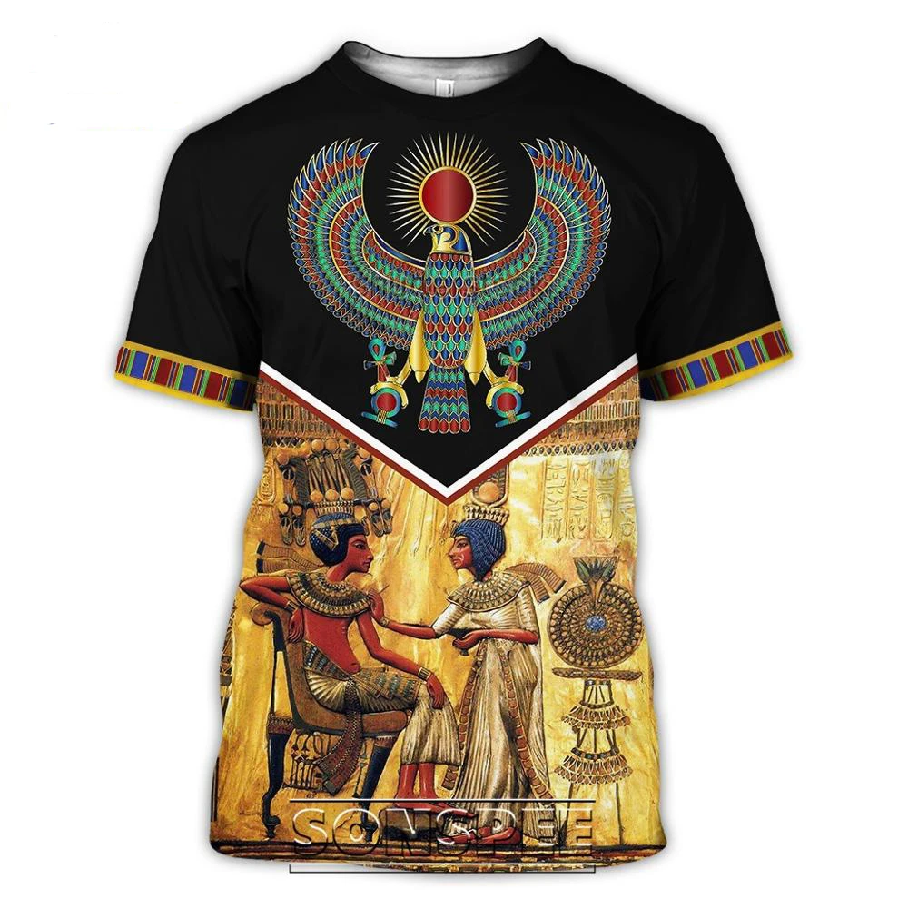 

2022 Summer Indian Casual 3D Printed Egyptian Symbol Eye of Horus T Shirt Men's Women's Short Sleeve Shirt