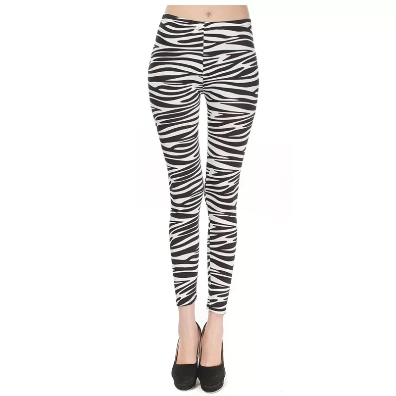 

2022New Fashion Leopard Print Leggings Trending Zebra Striped Leggings Milk Silk Cropped Pant Female Breathable Sweatpant Leggin