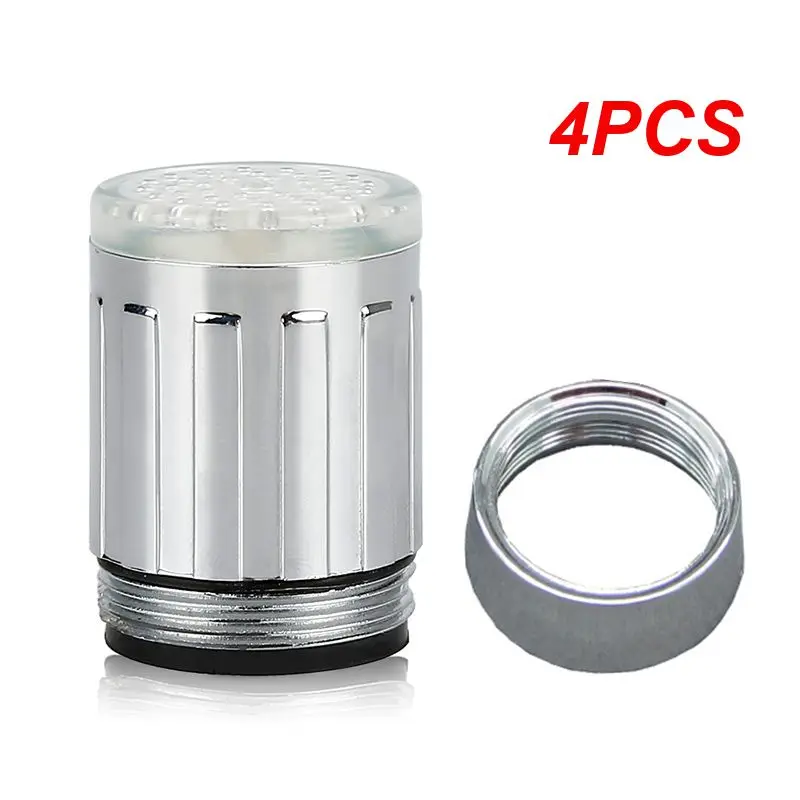 

4PCS Shower Water Tap Sensitive With Converter Temperature Sensor Led Light Bathroom Kitchen Tools Gadgets Light-up Faucet
