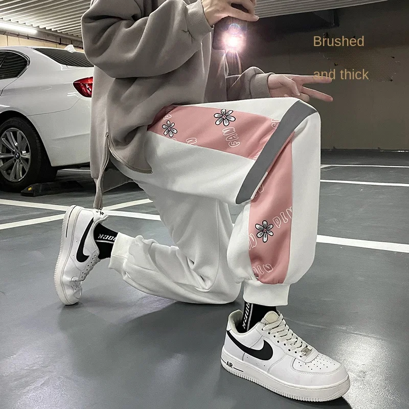 

Мужские утепленные леггинсы, повседневные Бархатные леггинсы в Корейском стиле, свободные брюки для осени и зимы