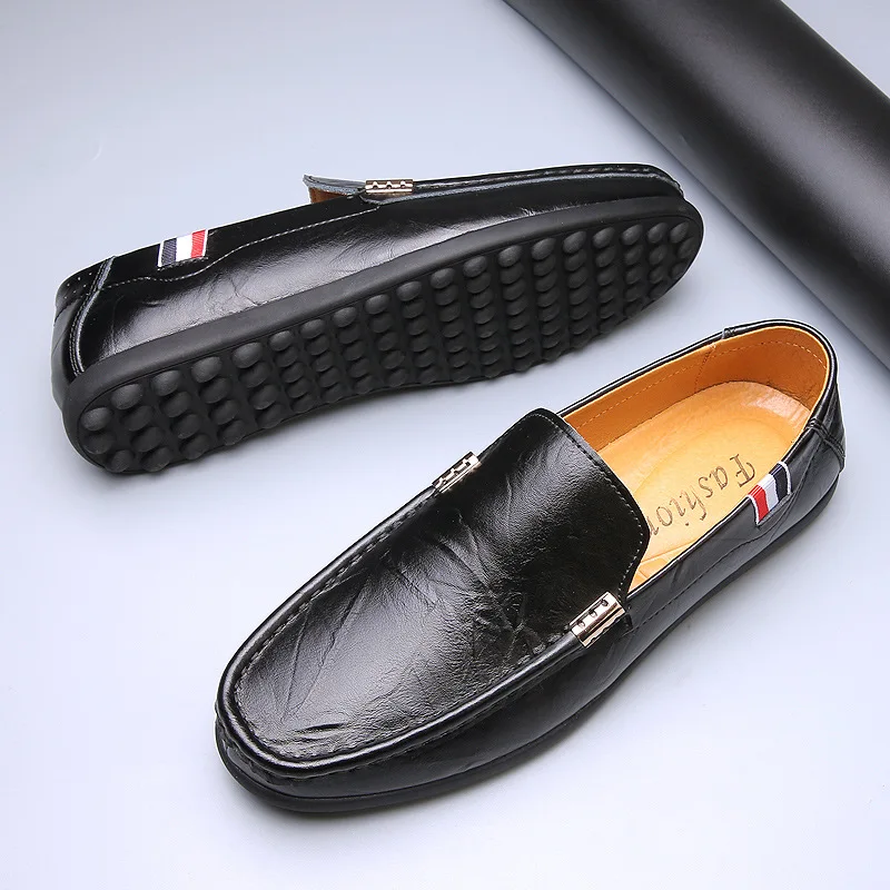 

2022 Fashion Shoes Men Loafers Flat Driving Shoes Leather Mens Casual Shoes Soft Comfortable Male Footwear Black Brown KA4392