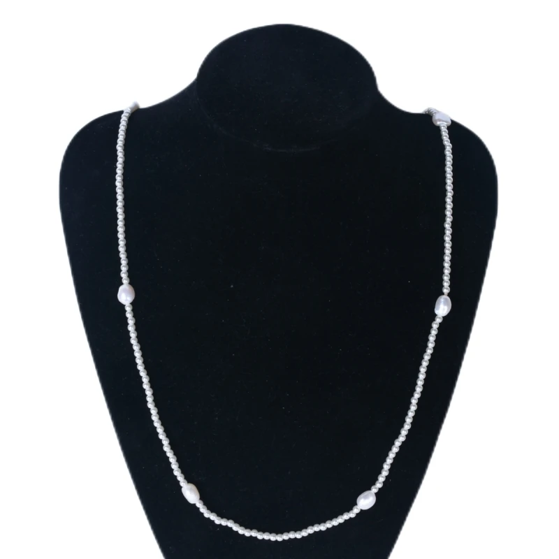 

Женская цепочка на шею с натуральным пресноводным жемчугом
