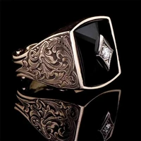 fashion classic pattern set zircon mens open adjustable ring enamel rhombus fashion party ring jewelry hand jewelry