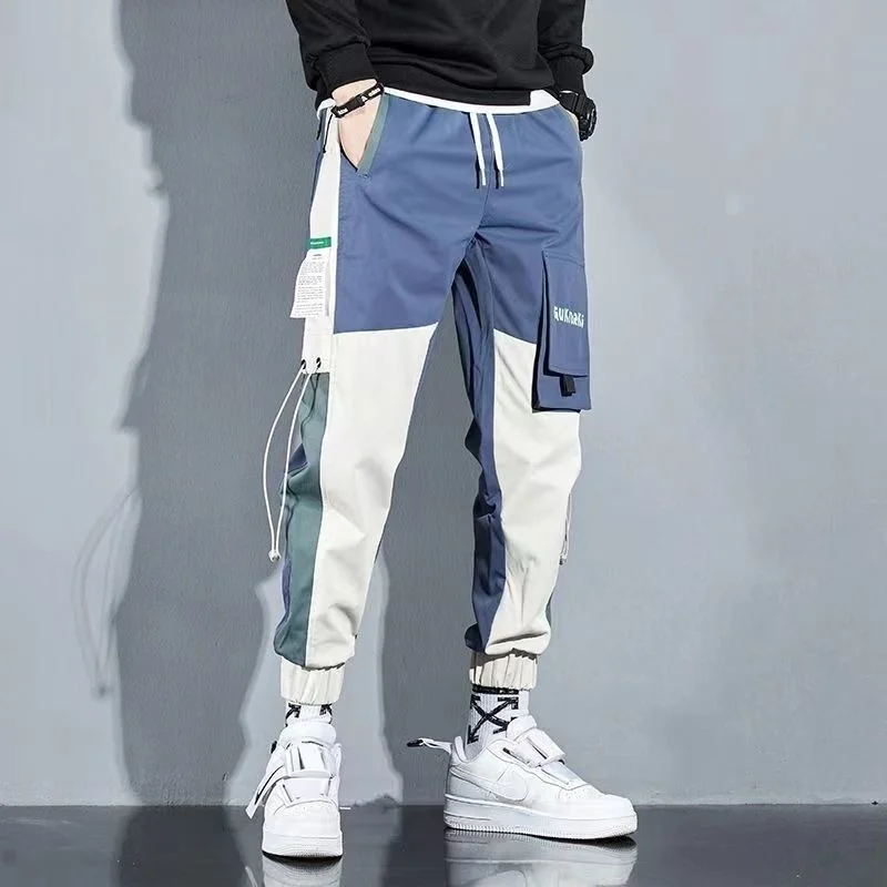 

Classic Streetwear Casual Pants Men Ribbons Harem Jogging Pants Male Slim Fit Spring Cargo Pants Multi-Pockets Women Trousers J2