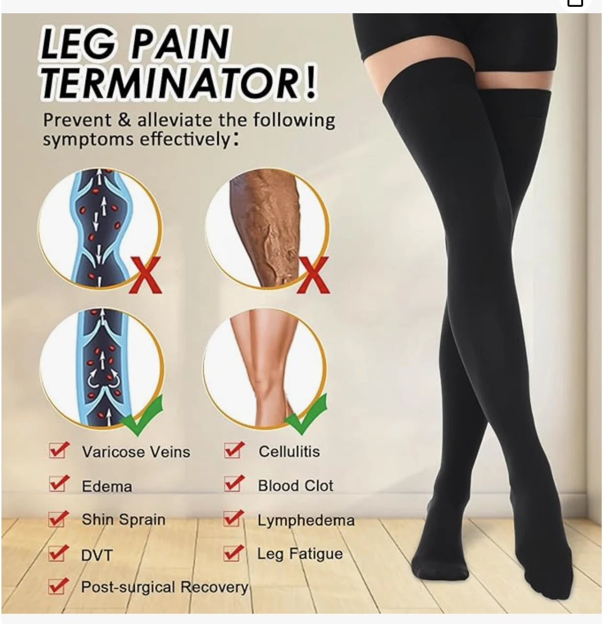 Чулки компрессионные с открытым носком 30-40 мм рт. Ст.