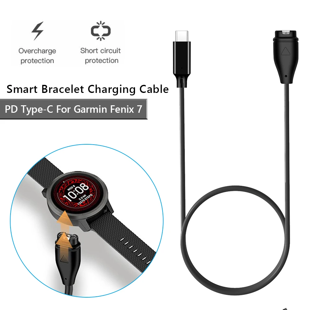 

100cm PD Type-C Fast Charging Cable Dock for Garmin Fenix 7 7S 7X 6 5 5X Venu 2 Sport Smart Watch Charger Adapter Accessories