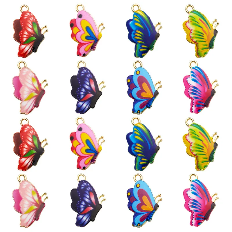 

20PCS 16x24mm Alloy Enamel Butterfly Charm Pendant For Jewelry Making DIY Finding Necklace Bracelet Anklet Accessories Wholesale