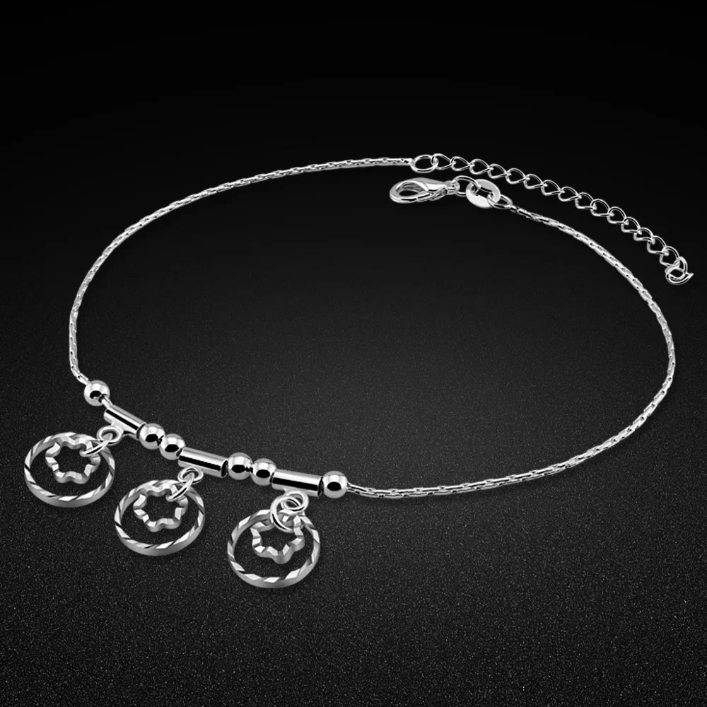 

Summer Simple 925 Sterling Silver Link Chain Anklet for Women Bohemian Vintage Footwear Leg Bracelets Female Foot Jewelry Fine