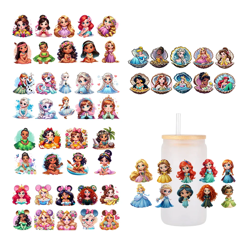 Disney Princess для Libbey банка 16 унций стекло 3D водонепроницаемая УФ DTF кофейная