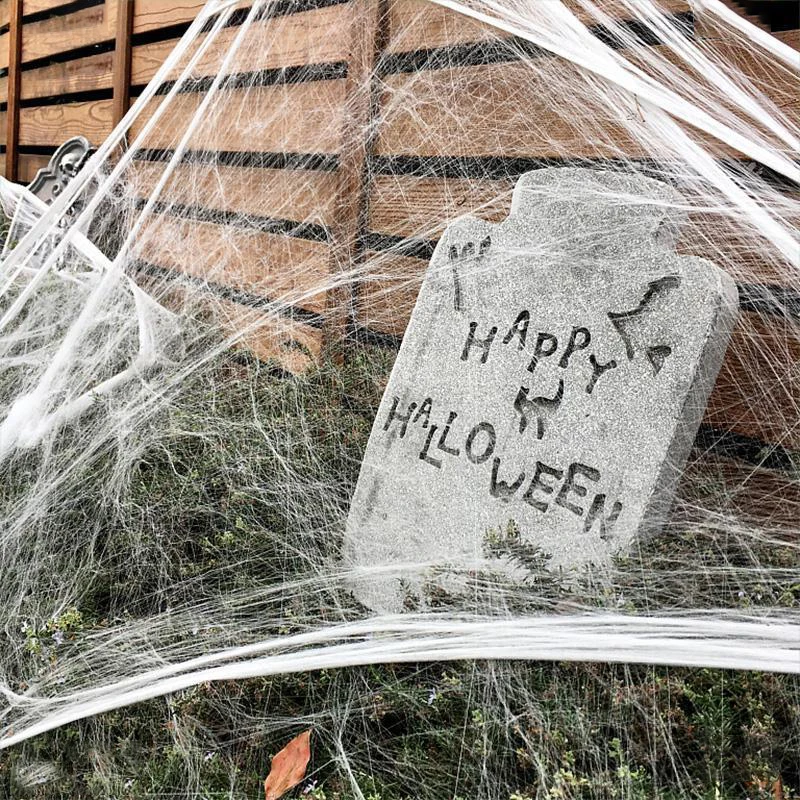 

Halloween Scary Party Scene Props White Stretchy Cobweb Spider Web Horror Halloween Decoration for Bar Haunted House