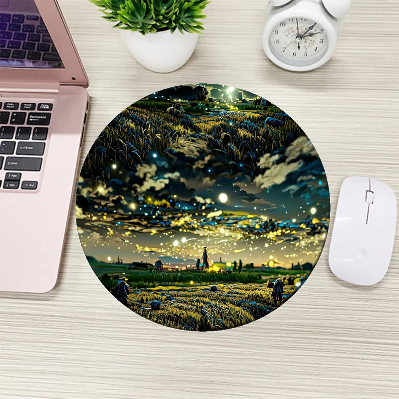 

Van Gogh's dream illustration round small mouse pad rubber non-slip mouse mat game accessories laptop cute mousepads desktop pad