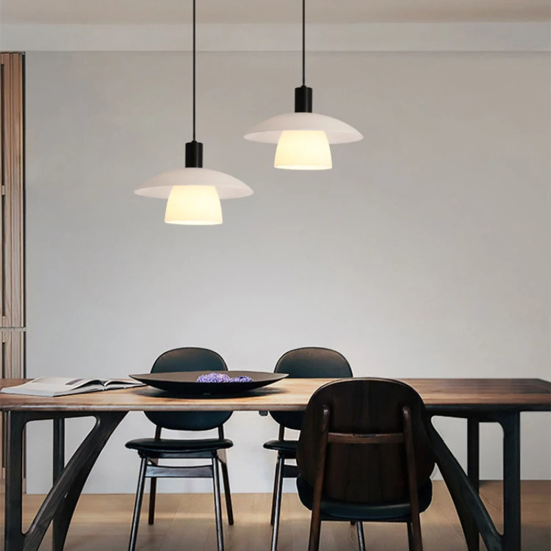 

Japanese New Strange Pendant Lights White Restaurant Hanging Lights for Bedroom Living Room Glass PH Flying Saucer Light Fixture