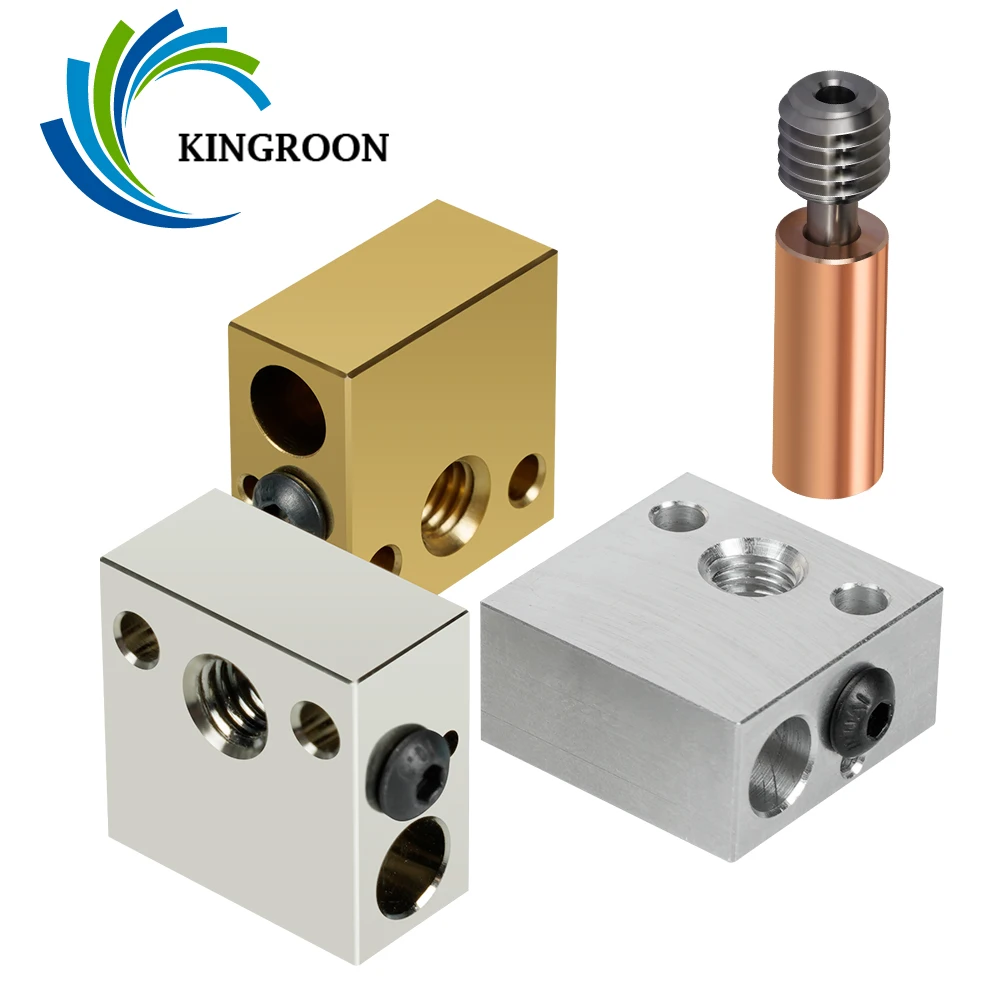 

KINGROON CR10 Heated Block Aluminum Brass Plated Copper Extruder Hotend Bi-Metal Heatbreak Throat for Ender 3 3D Printer Parts