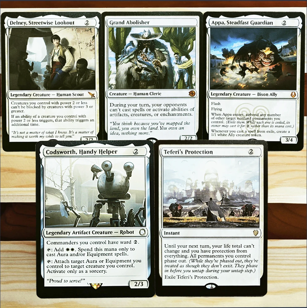 Фото Редкие эксклюзивные игровые карты TCG Magical Holo Cards - Delney Streetwise Lookout/Grand Abolisher/Appa Steadfast Guardian/Teferis Protection №1