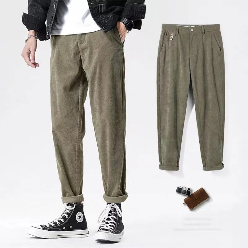 Men's Winter 2023 Casual Woolen Cotton Loose Suit Pants Long Pants Trousers Men Clothing Men's Casual Straight Pants L52
