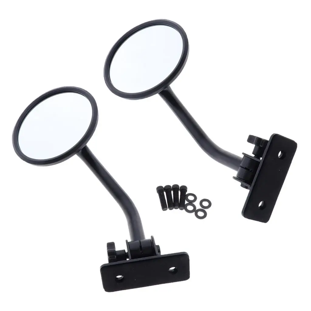 

Left / Right Round Side Rear View Mirror With Adjustable Arms For Wrangler 97-17