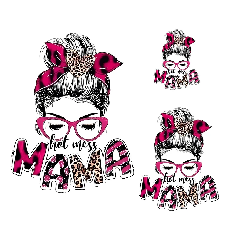 

Mama Bow Lady Patches For Clothes Thermal Sticker On Clothing Iron On Patches Print-on T-shirt Fashion Clothes Heat Transfer
