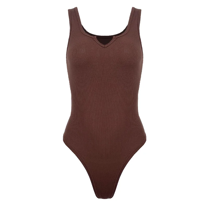 Комбинезоны женские с V-образным вырезом пикантные модные облегающие однотонные