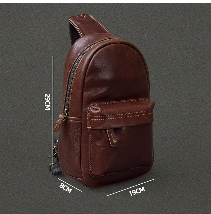 PNDME casual vintage luxury genuine leather men's chest bag outdoor travel designer real cowhide daily sports crossbody bag