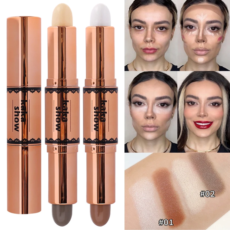 

Highlighter Bronzer Pen Double-headed Face Makeup Waterproof Contouring Foundation Contour Makeup Concealer Stick Pen Cosmetics