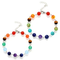 charm purple agates natural weathered gem stone bead strand women stretch bracelet reiki yoga jewelry friend gift