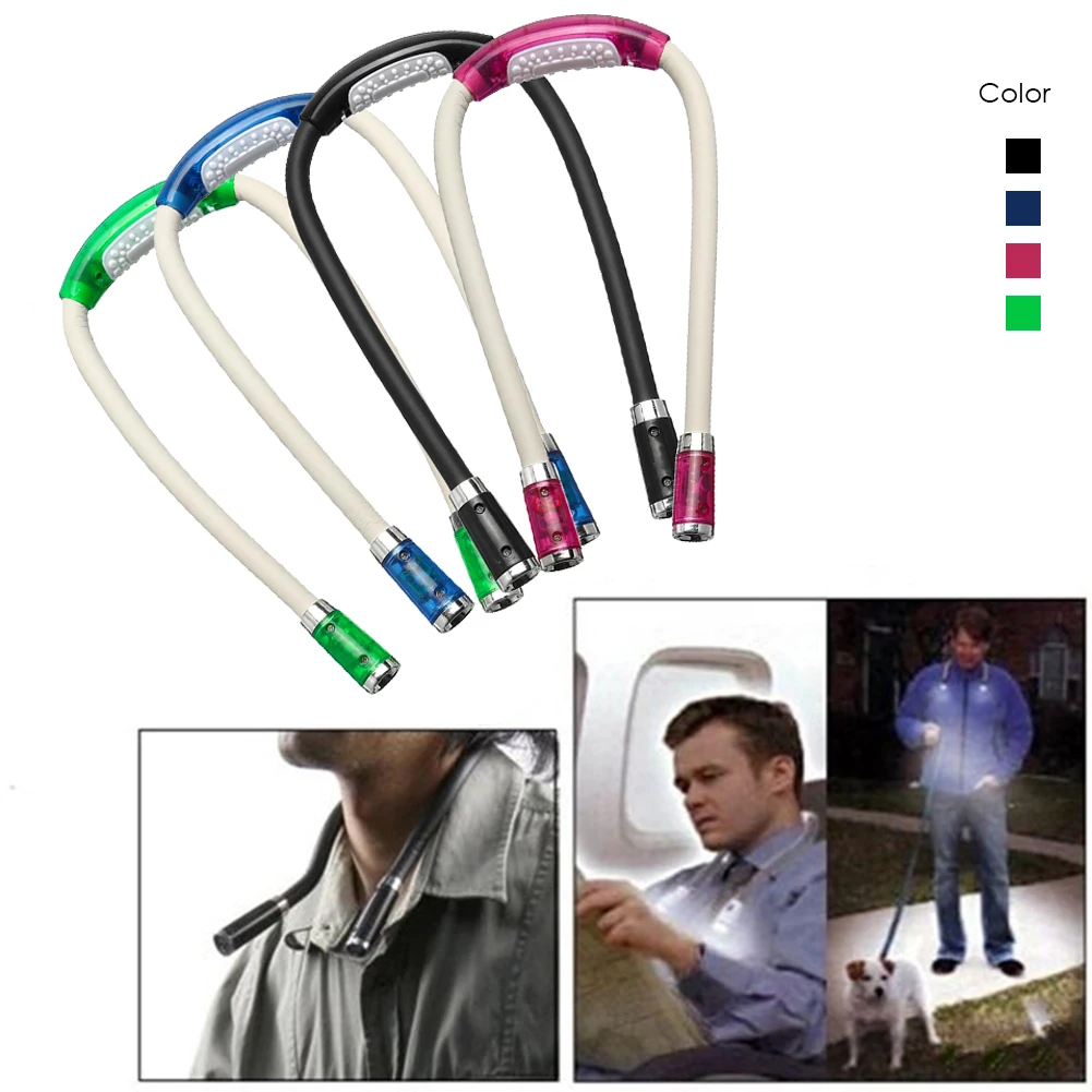 

LED Flexible Handsfree Hug Neck Reading Book Light Lamp Torch Flashlight
