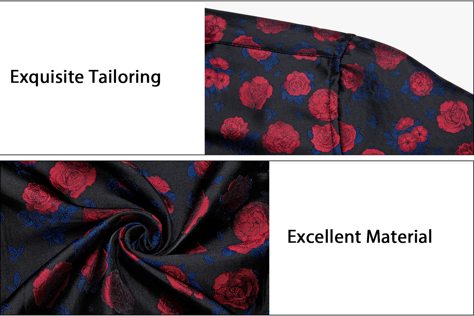 Soft Blue Red Turn Down Collar Floral Shirt For Man Luxury Ajustable Cuffs Button Closure Ajustable Cuffs Men Shirts Long Sleeve