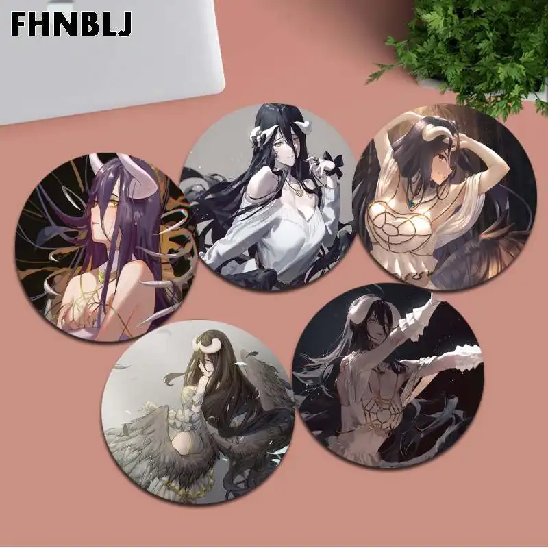 

FHNBLJ Hot Sales Anime Overlord Albedo Silicone round mouse Pad to Mouse Game gaming Mousepad Rug For PC Laptop Notebook