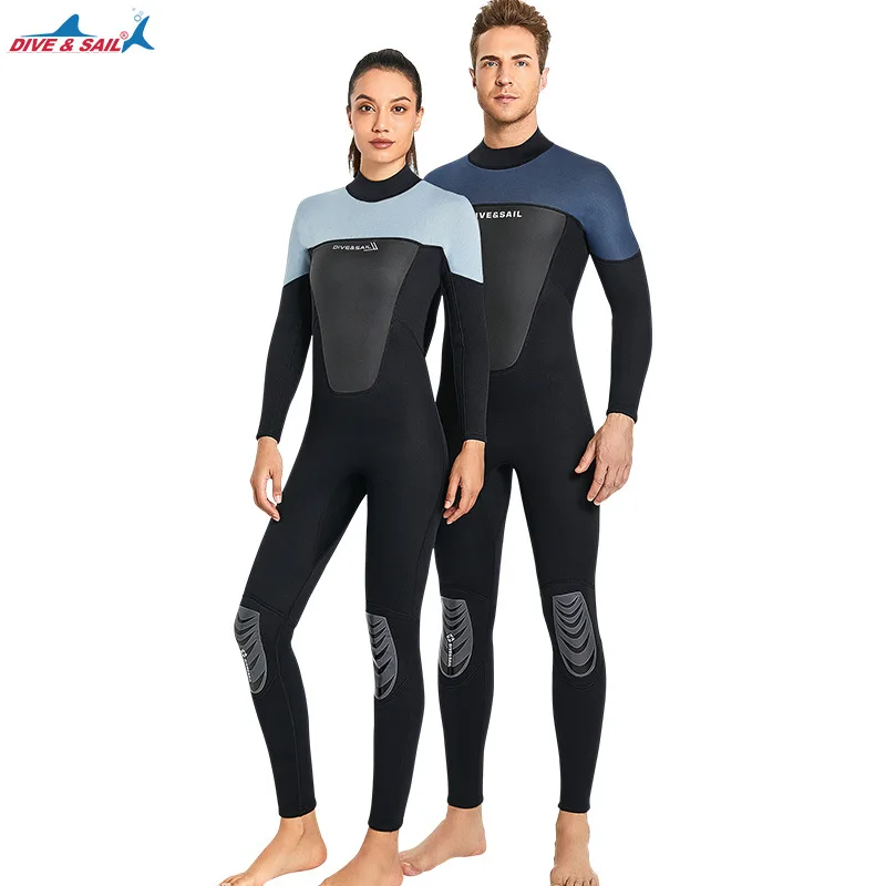 Full Body 3mm Neoprene Wetsuit Men Dive Sail Snorkeling Surfing Jumpsuit One-Piece Back Zip Thermal Diving Suit Ladies Swimsuit