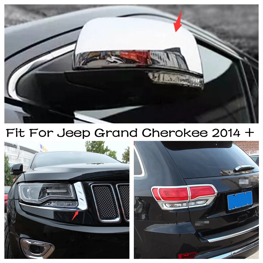 

Rearview Mirror Protection Shell Rear Tail Lights Frame Front Headlights Cover Trim ABS Fit For Jeep Grand Cherokee 2014 - 2020
