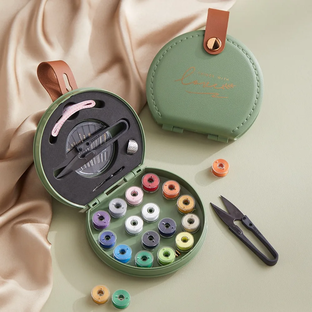 

Basic Sewing Thread Accessories Sewing Kits Mini Handheld DIY Craft Organizer Bags Button Storage Green Needle Thread Kit