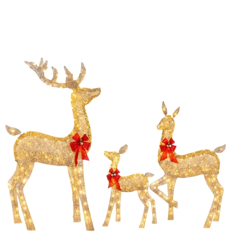 

3pcs Acrylic Light-Up Deer Christmas Garden Decoration Ornaments Yard Art Garden Sculpture for Lawn Corridor Festival