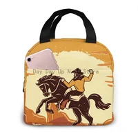 cowboy rodeo cooler bag portable zipper thermal lunch bag convenient lunch box tote food bag
