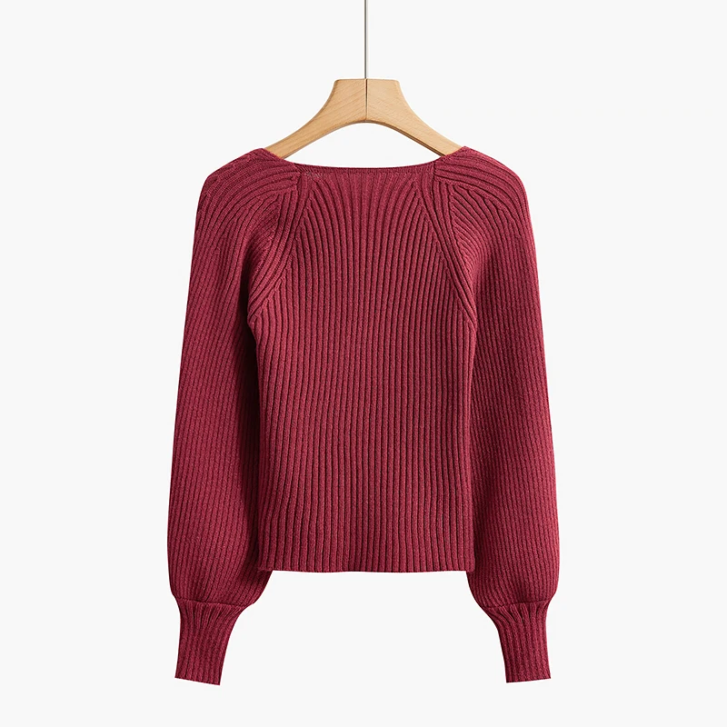 Специальное предложение Красный свитер женский осенне-зимний приталенный крой с