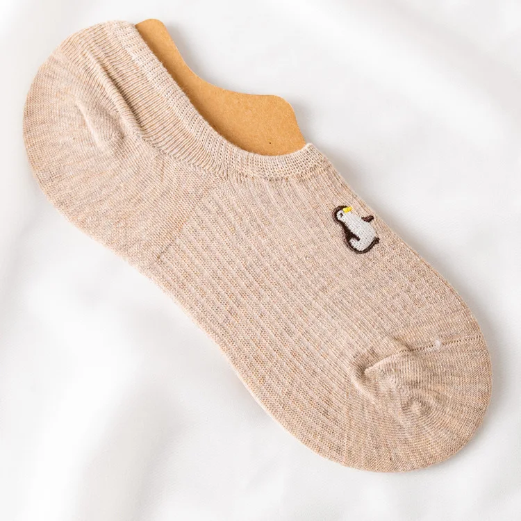 Boat socks pure cotton Japanese and Korean embroidery women's boat socks silicone non-slip summer breathable women's socks