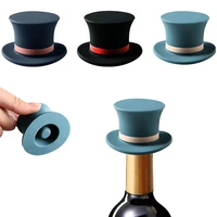 creative hat shape silicone wine bottle stopper vacuum sealed reusable storage cap champagne kitchen bar storage accessories