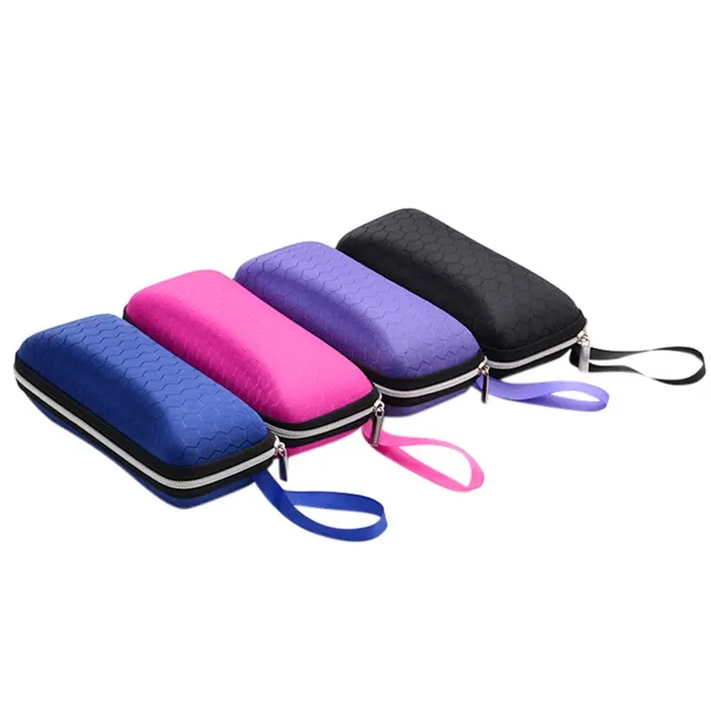 

1Pcs Protector Box glasses box with lanyard zipper Portable sunglasses case Holder for women eyeglass cover for men 4 Colors