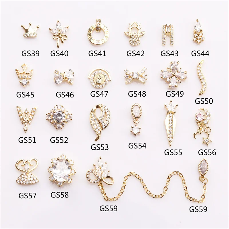 Роскошная цепочка для ногтей с цирконом, 2 шт., бижутерия с покрытием из настоящего золота, алмазные ногти из сплава, украшения для ногтей, «сделай сам», аксессуары для ногтей