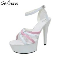 sorbern 15cm white slingback summer shoes pole dance high heel stilettos summer shoes sissy boy crossdresser sandal heels