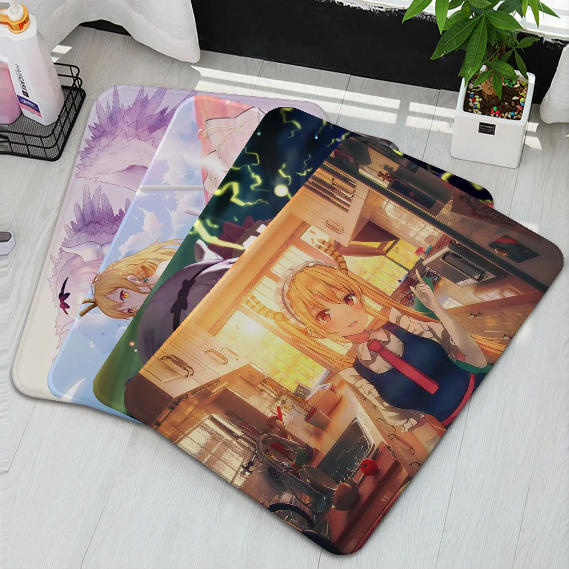 

Miss Kobayashi's Dragon Maid Door Mat Anti-slip Absorb Water Long Strip Cushion Bedroon Mat Modern Home Decor