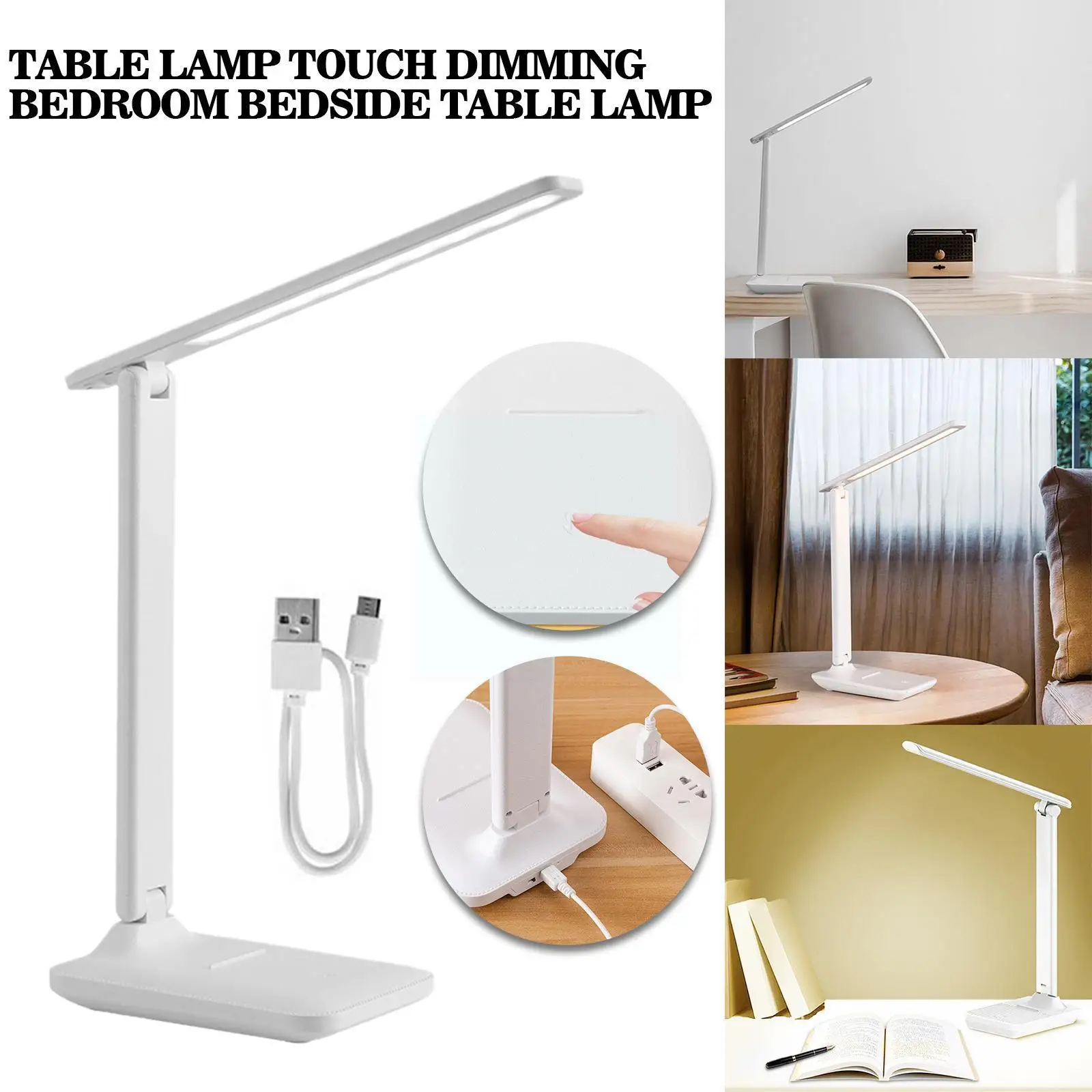 

Led Desk Lamps Stepless Dimmable Bedside Table Lamp Eye Reading Light Foldable Bedroom Night Lights For Kids Y6y7