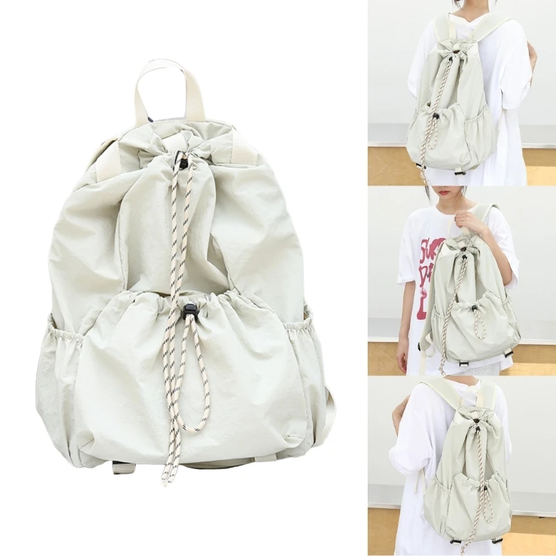

Ruched Drawstring Backpack Versatile Pack for Women Girl College Student Travel Shoulder Bag Large Capacity