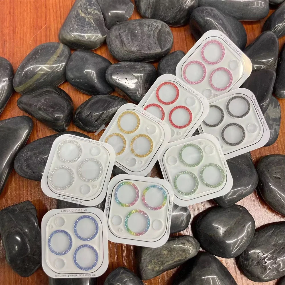 50pcs One Piece Glitter Diamond Camera Lens Protector For iPhone 11 12 13 14 Pro Lens Protective Glass for iPhone 14 pro max