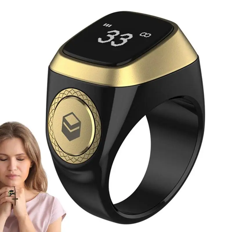 

Smart Rings For Men Islamic Ring Counter Prayer Reminder Unisex Multi-Language Rings Finger Counter Gifts 5 Prayer Time Reminder