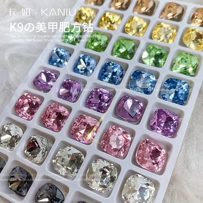 

2 шт. Стразы для дизайна ногтей K9 стеклянные толстые квадратные серия 10*10 мм заостренные ногти Камни DIY аксессуары для ногтей Стразы