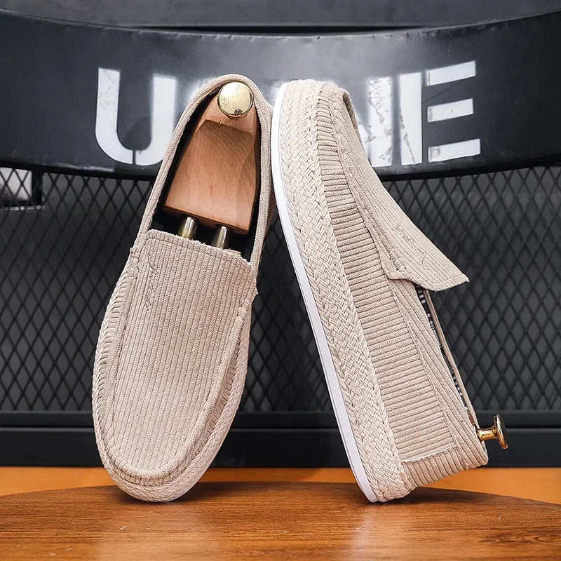 Мужская вельветовая повседневная обувь с манжетами на одну ногу для мужчин