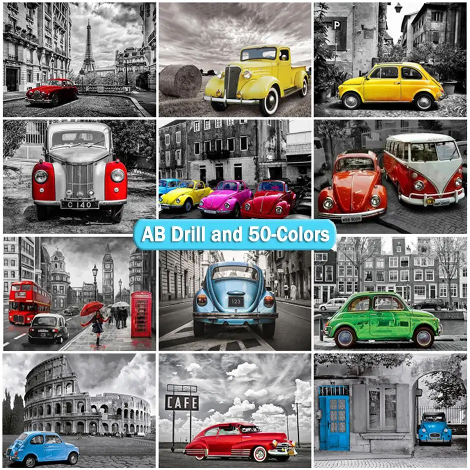 

Вышивка 5D «сделай сам» для автомобиля, мозаика «Дом города», стразы, ручная работа, Подарочный декор, 50 цветов