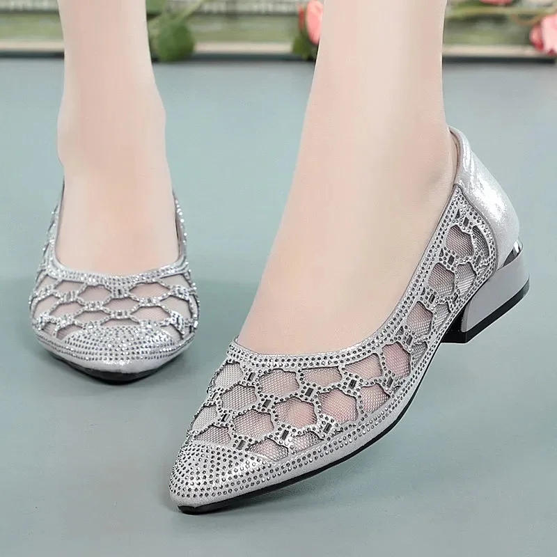 

Cresfimix Women Fashion Light Weight Golden Mesh Breathable Hollow Out Heel Shoes Lady Cool Grey Shoes Zapatos De Mujer A300j